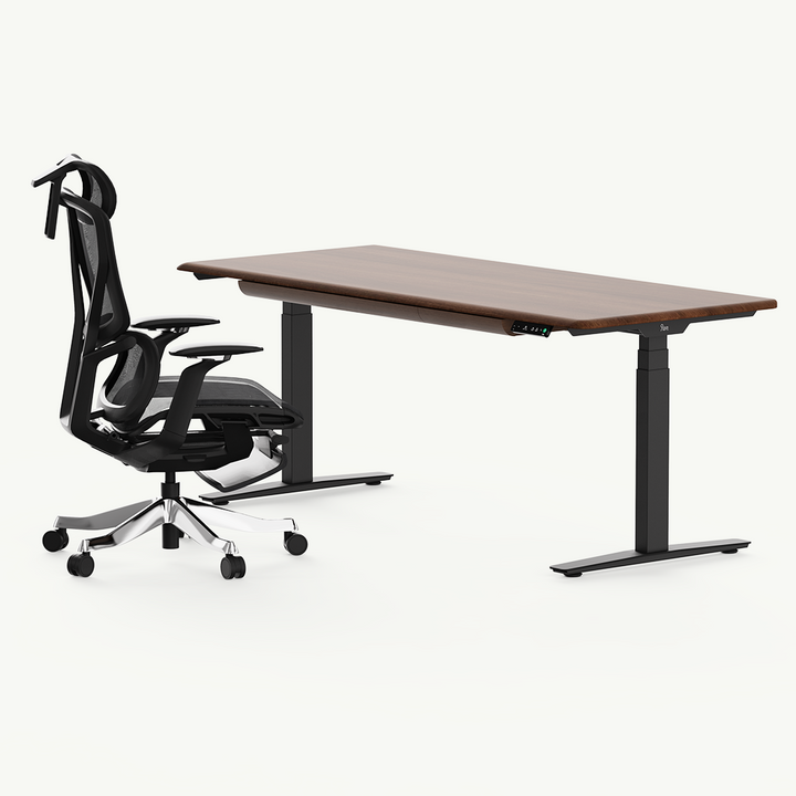 Solid Wood Standing Desk & Ergonomic Chair Set