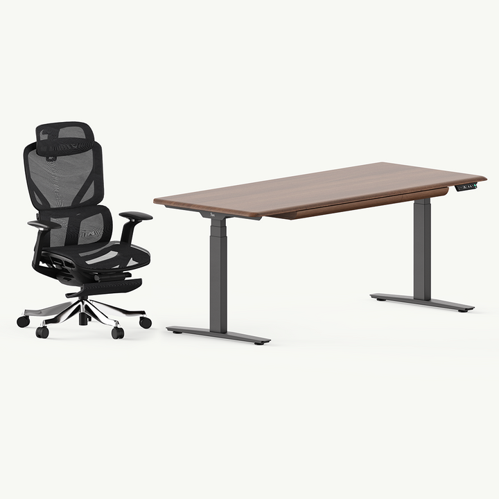 Solid Wood Standing Desk & Ergonomic Chair Set