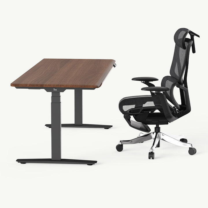 Solid Wood Standing Desk & Ergonomic Chair Set